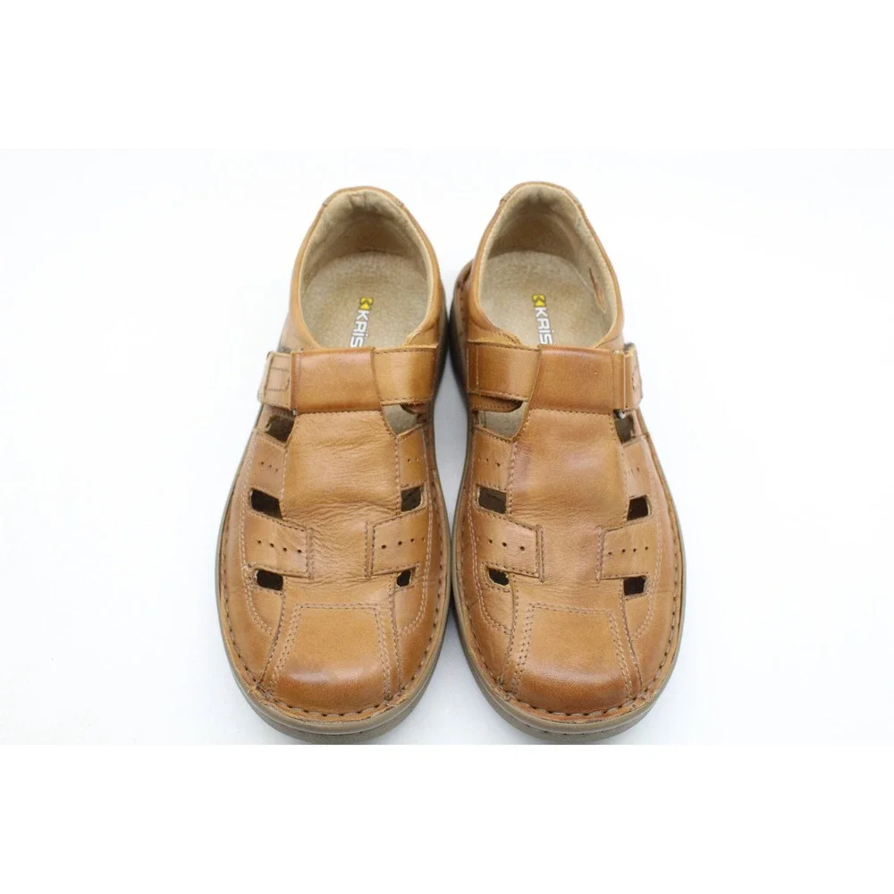 Krisbut Brown Leather Fisherman Sandals Mens Size 40 EU Casual Walking Shoes